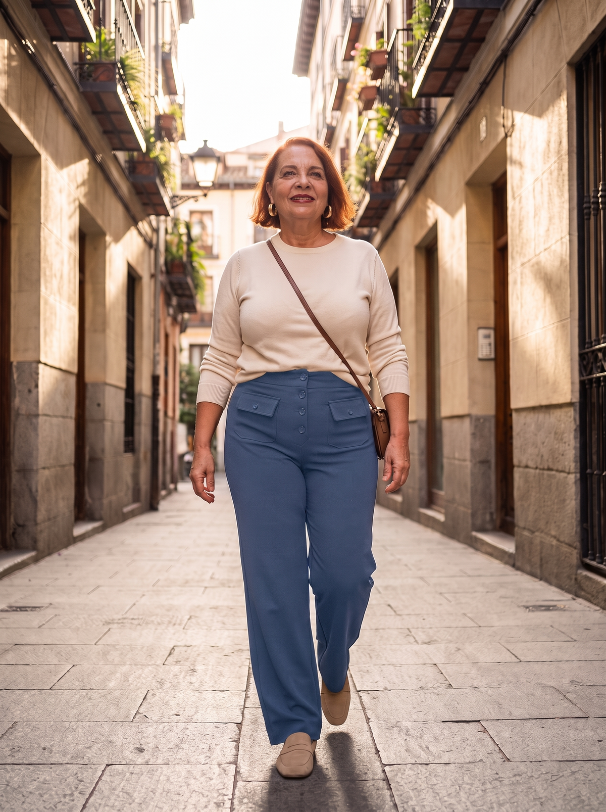 Pantalón cintura alta color Azul