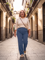 Pantalón cintura alta color Azul