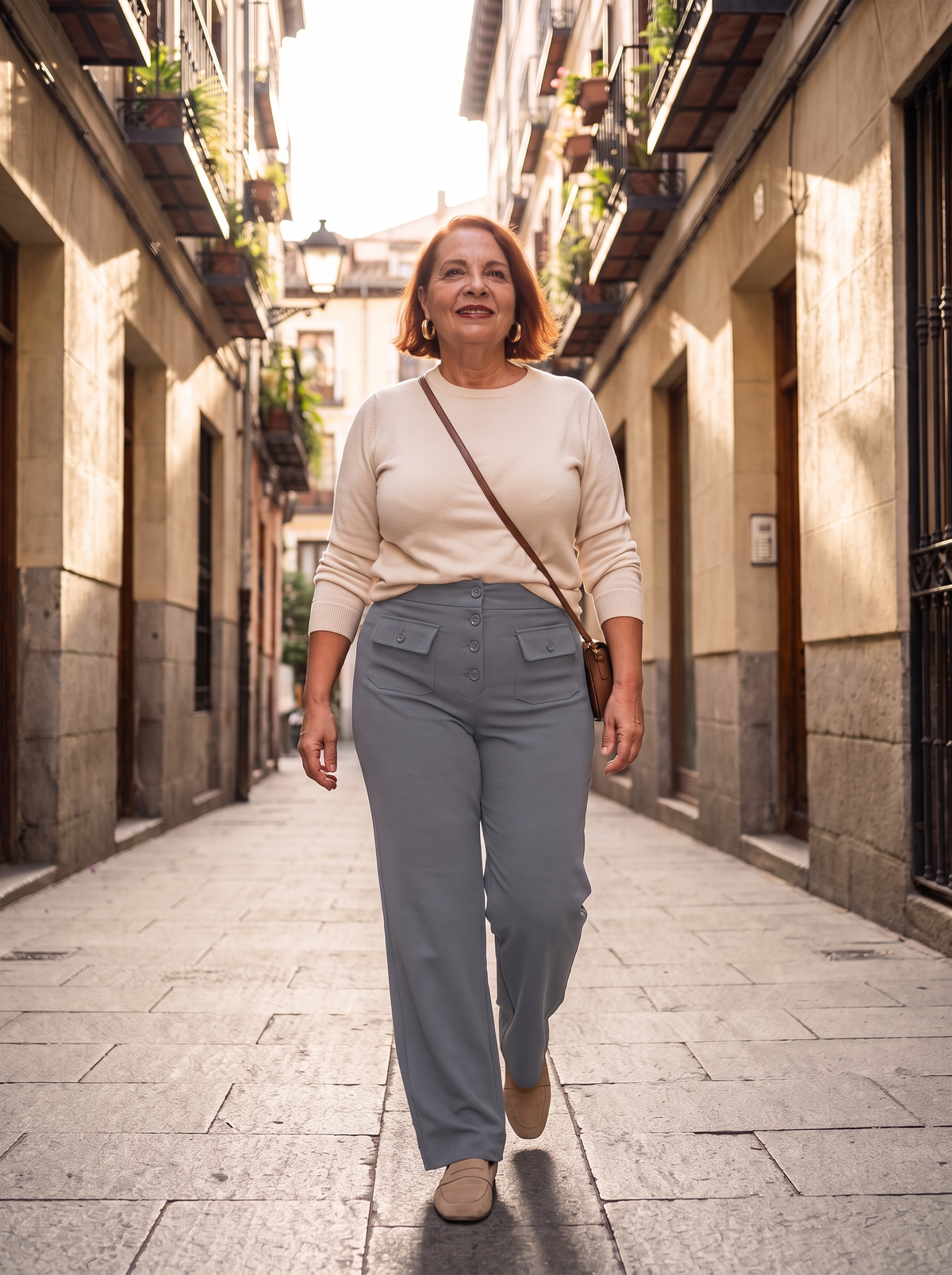 Pantalón cintura alta color Gris