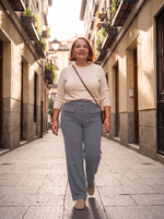 Pantalón cintura alta color Gris