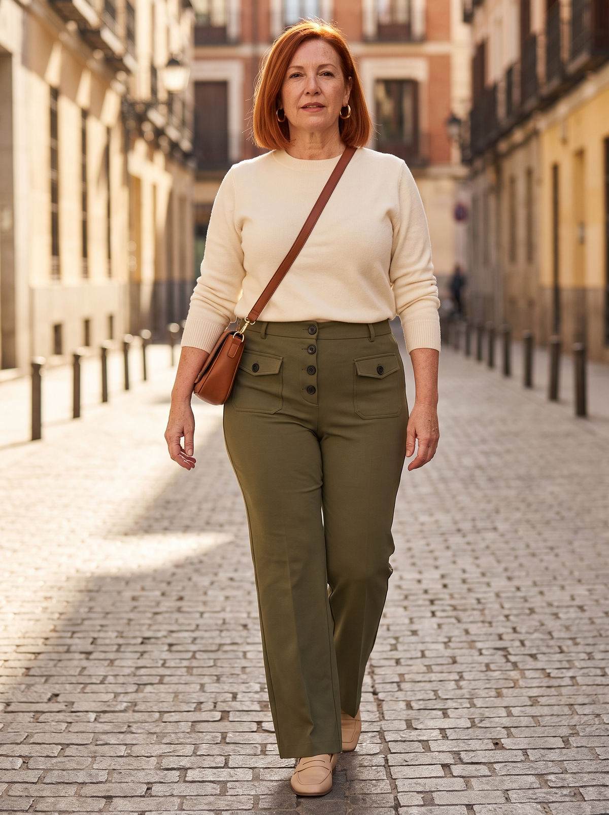 Pantalón cintura alta color Verde oliva