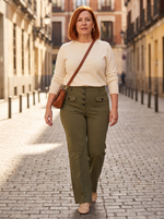 Pantalón cintura alta color Verde oliva